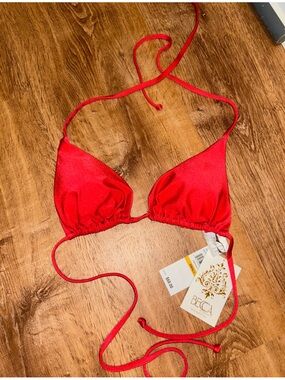 NWT BECCA Red/ deep pink Bikini top
